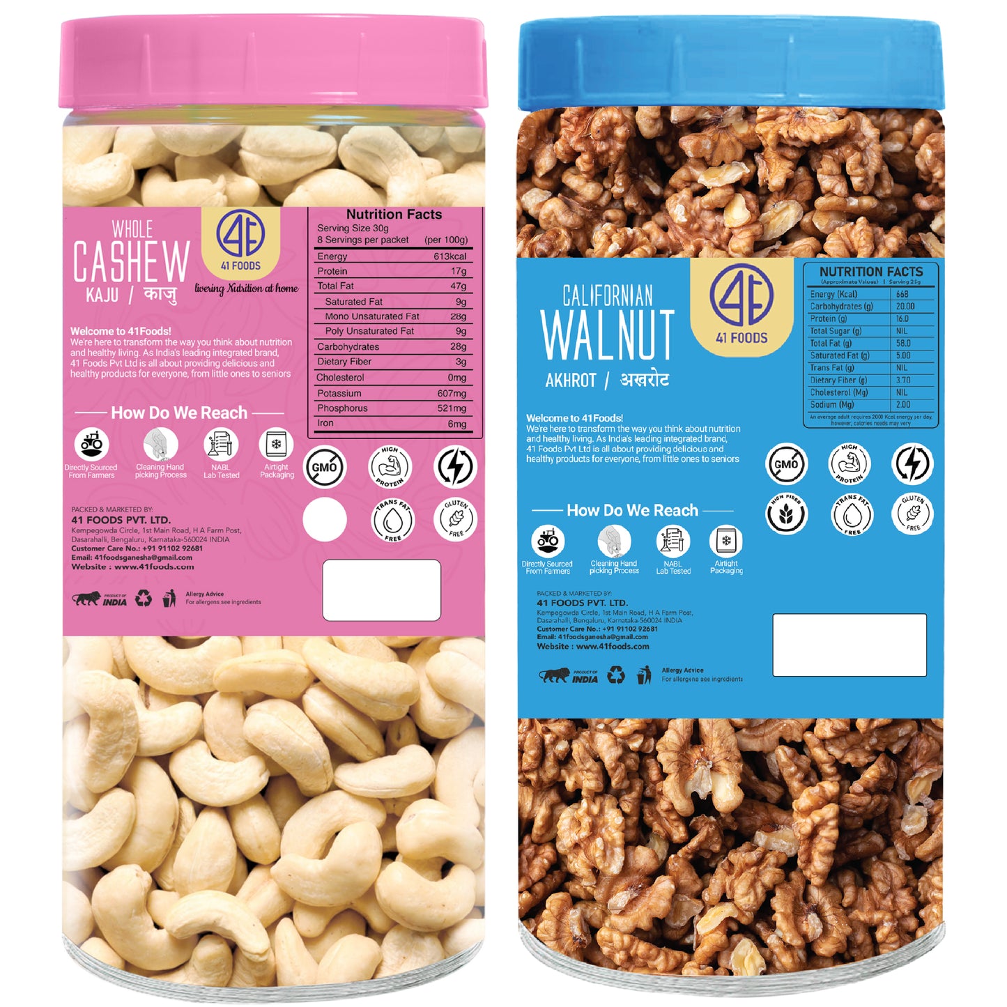 41 Foods 100 % Premium Healthy Dry Fruits Combo of Cashew, Walnut - Combo
