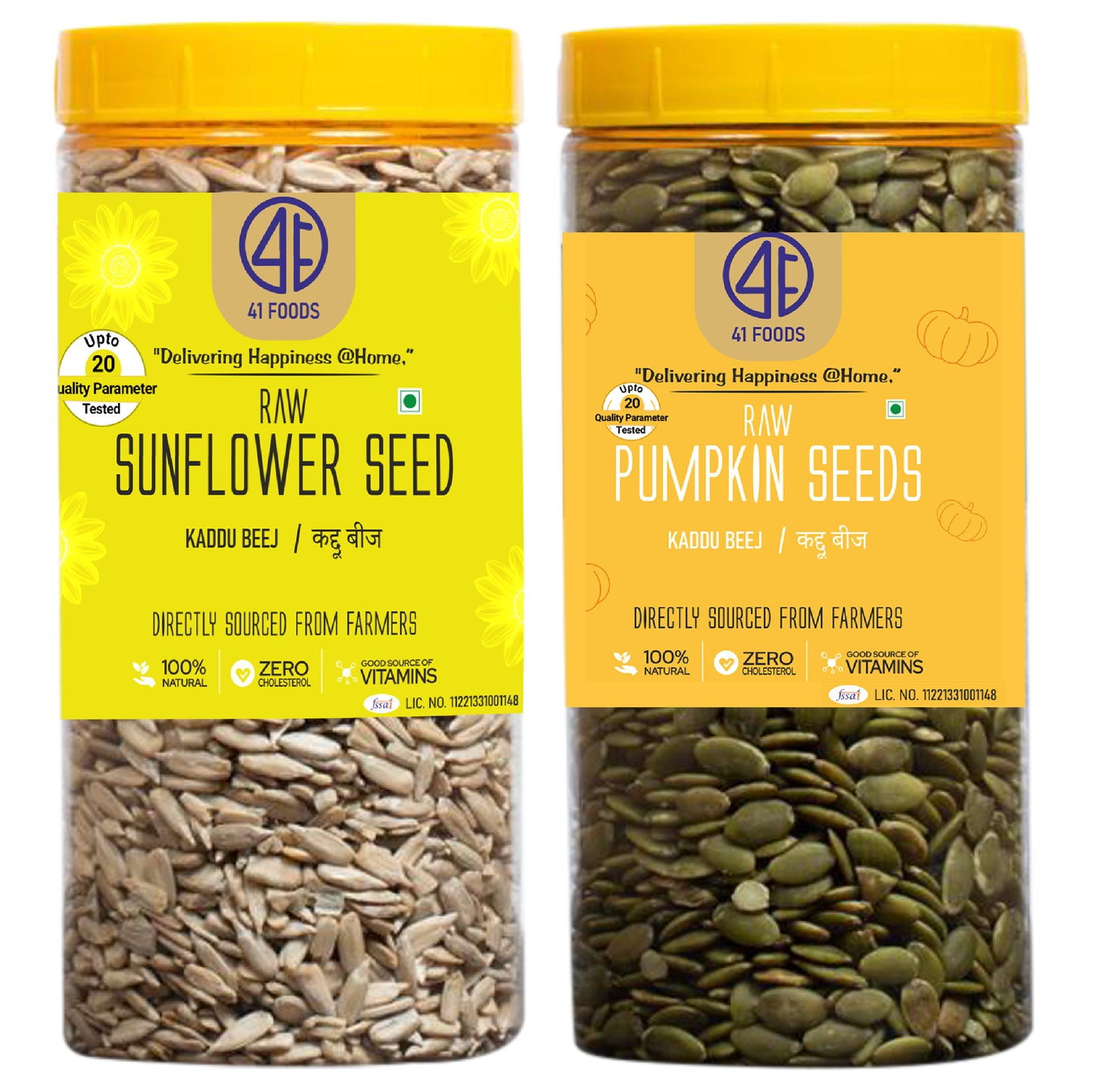 41Foods Healthy Edible Seeds Combo | Sunflower Seeds + Pumpkin Seeds | Superfood Mix for Healthy Eating | Rich in Protein & Fiber