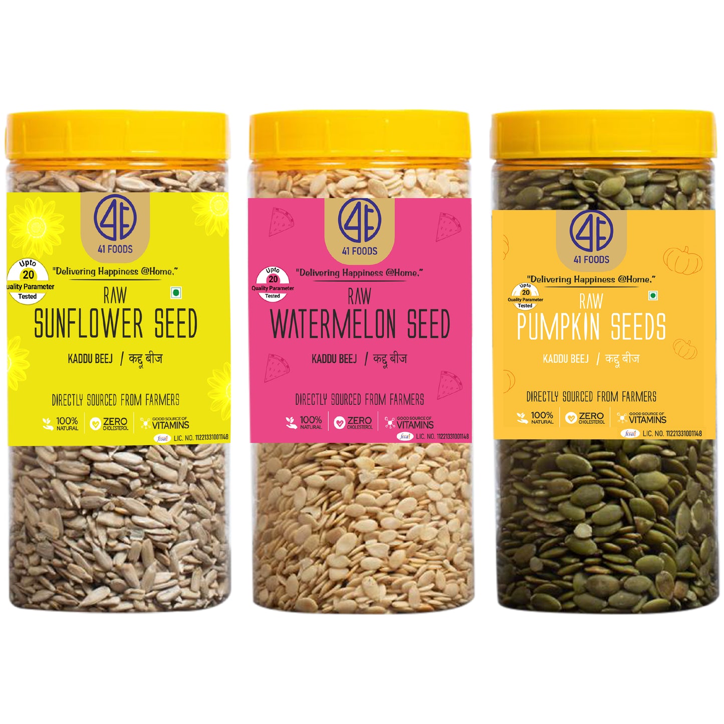 41Foods Natural Raw Premium Edible Seeds Combo + Sunflower Seeds I Watermelon Seeds I Pumpkin |Immunity Booster Diet | Protein and Rich in Fibre I Healthy Seeds