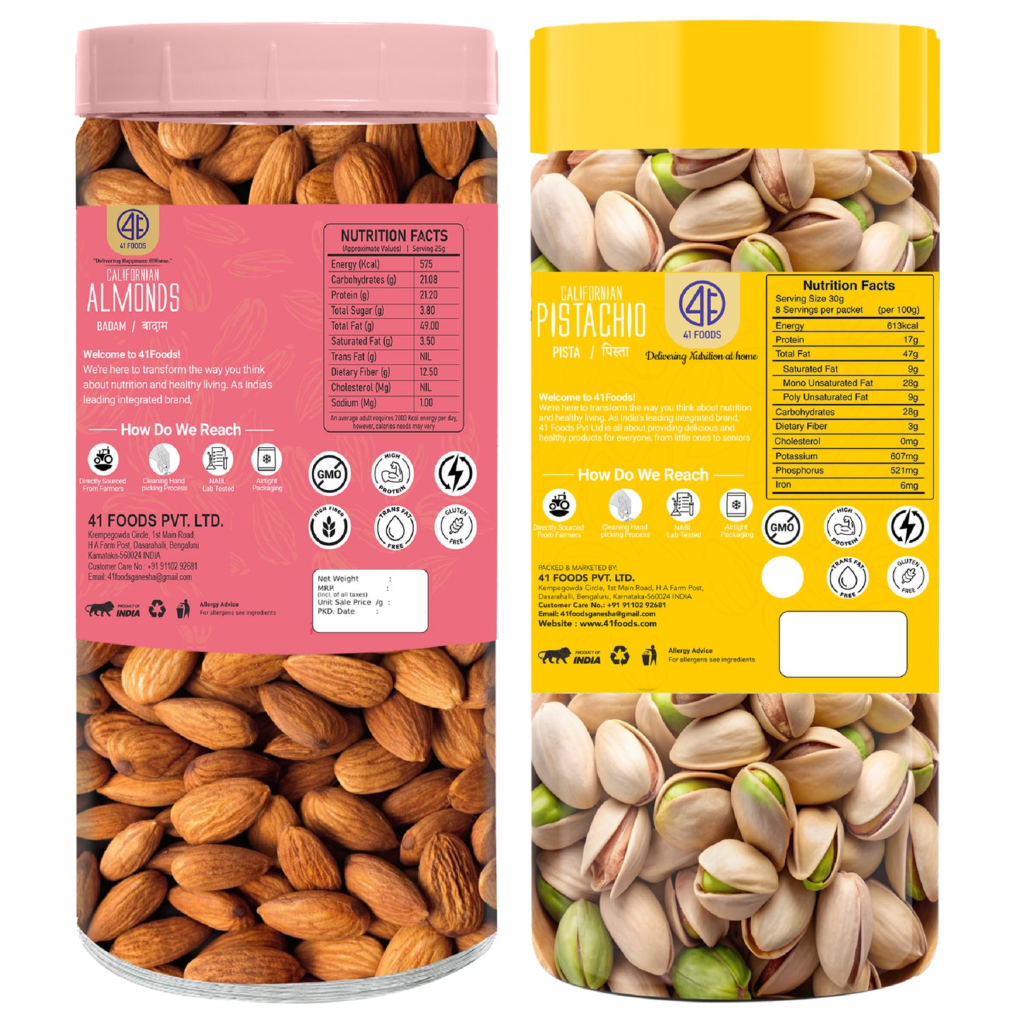 41 Foods 100 % Premium Healthy Dry Fruits Combo of Almond, Pistachio - Combo