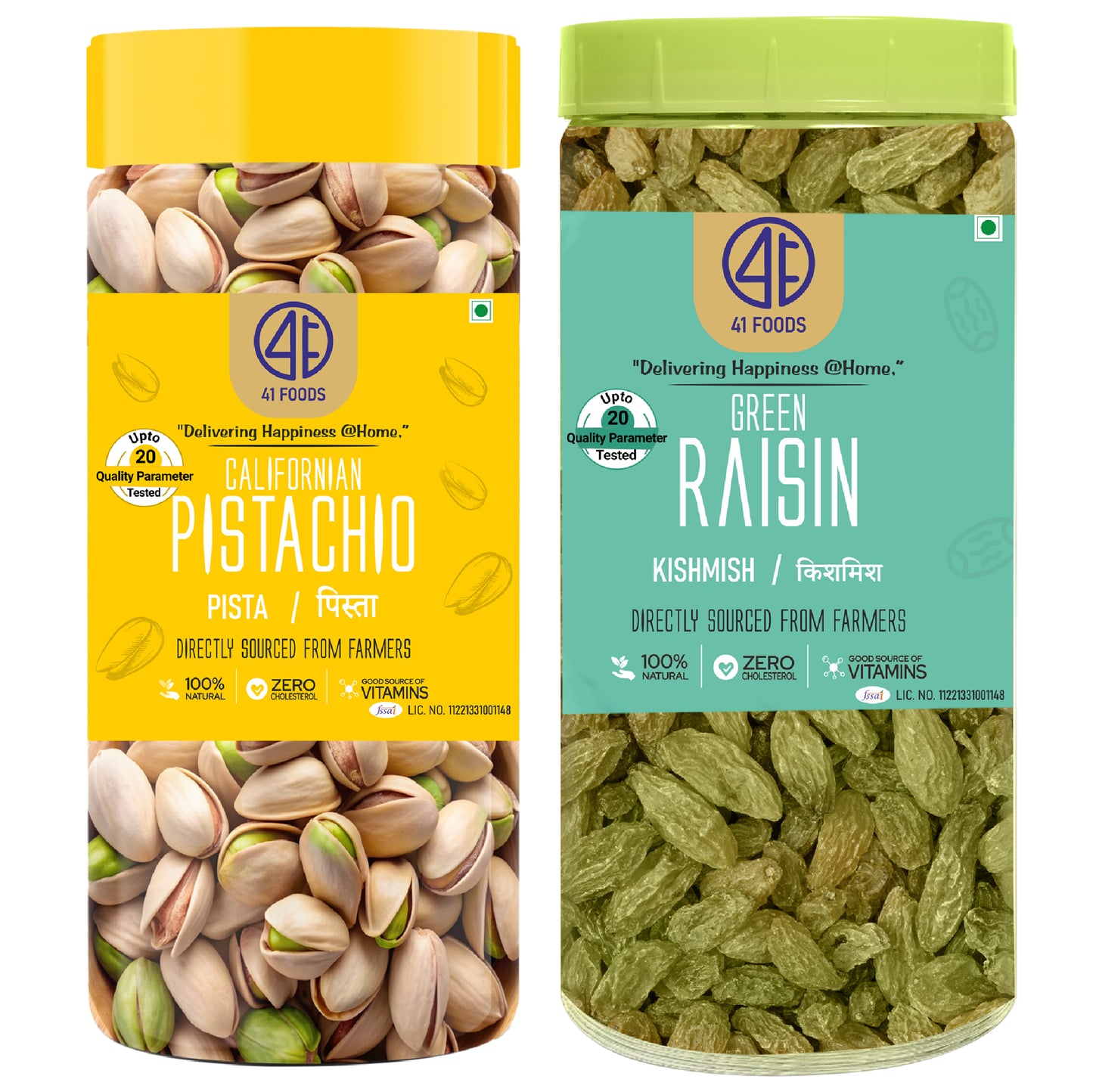 41 Foods 100 % Premium Healthy Dry Fruits Combo of Pistachio , Raisin - Combo