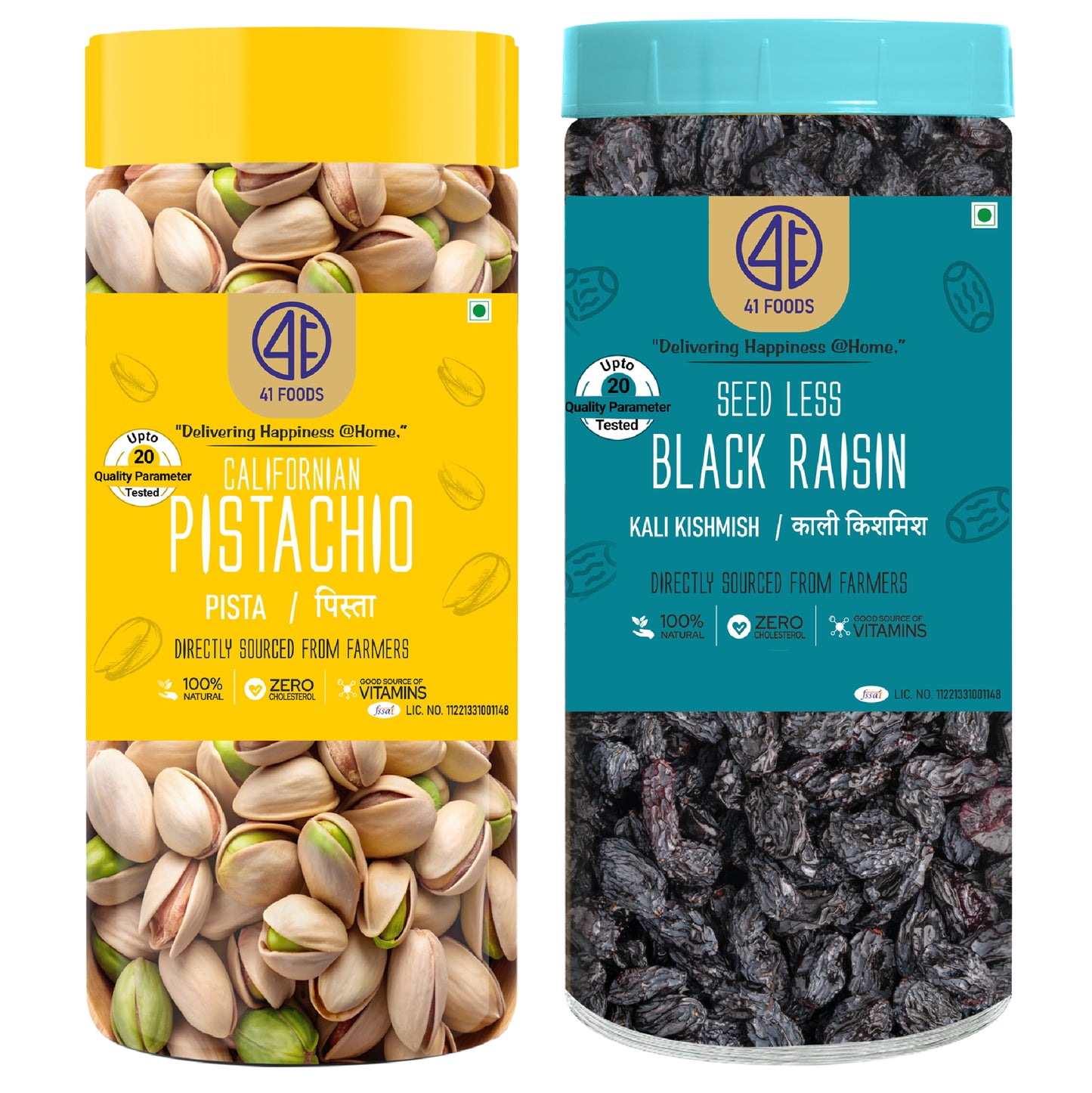 41 Foods 100 % Premium Healthy Dry Fruits Combo of Pista , Black Raisin- Combo