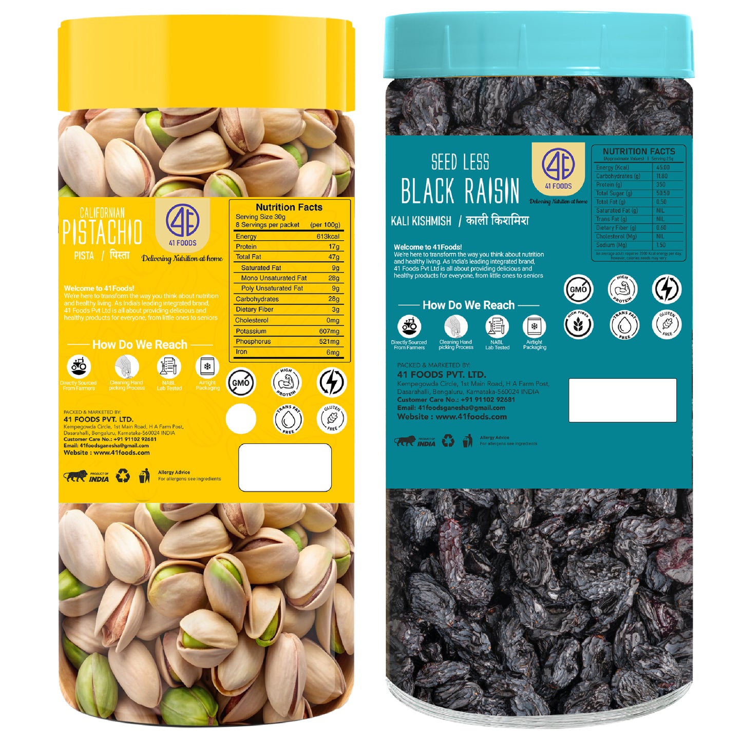 41 Foods 100 % Premium Healthy Dry Fruits Combo of Pista , Black Raisin- Combo