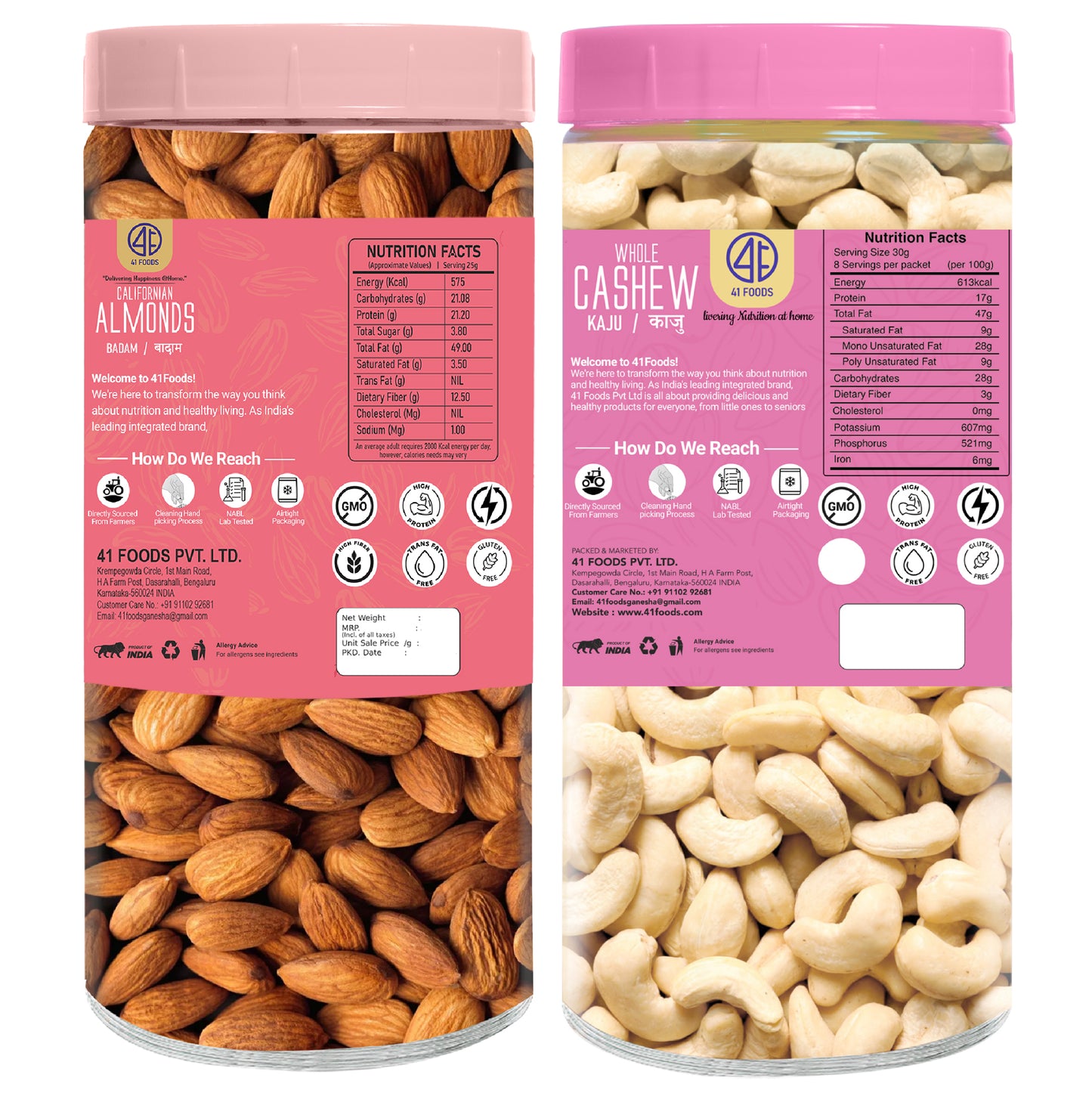 41Foods Healthy Dry Fruits Combo of Almond - Cashew
