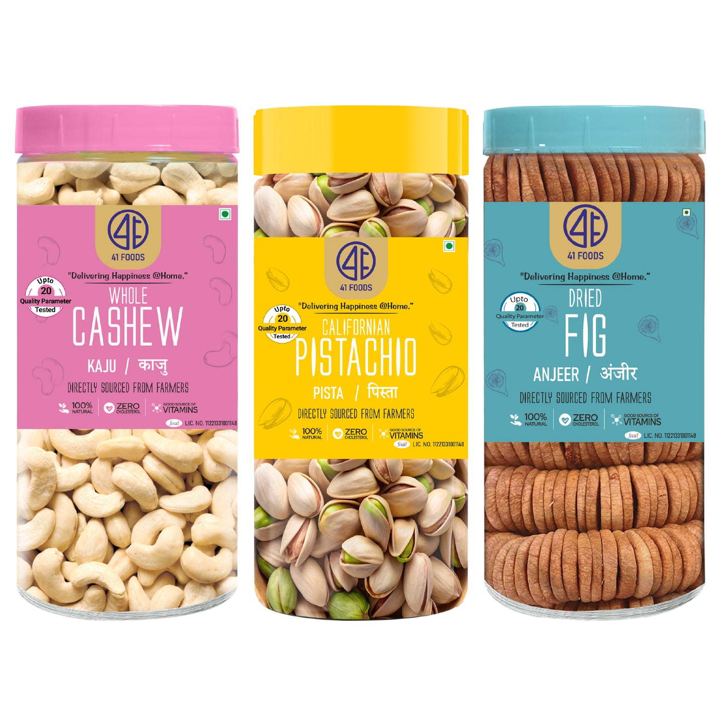 41 Foods 100 % Premium Healthy Dry Fruits Combo of Cashew, Pistachios,Fig - Combo