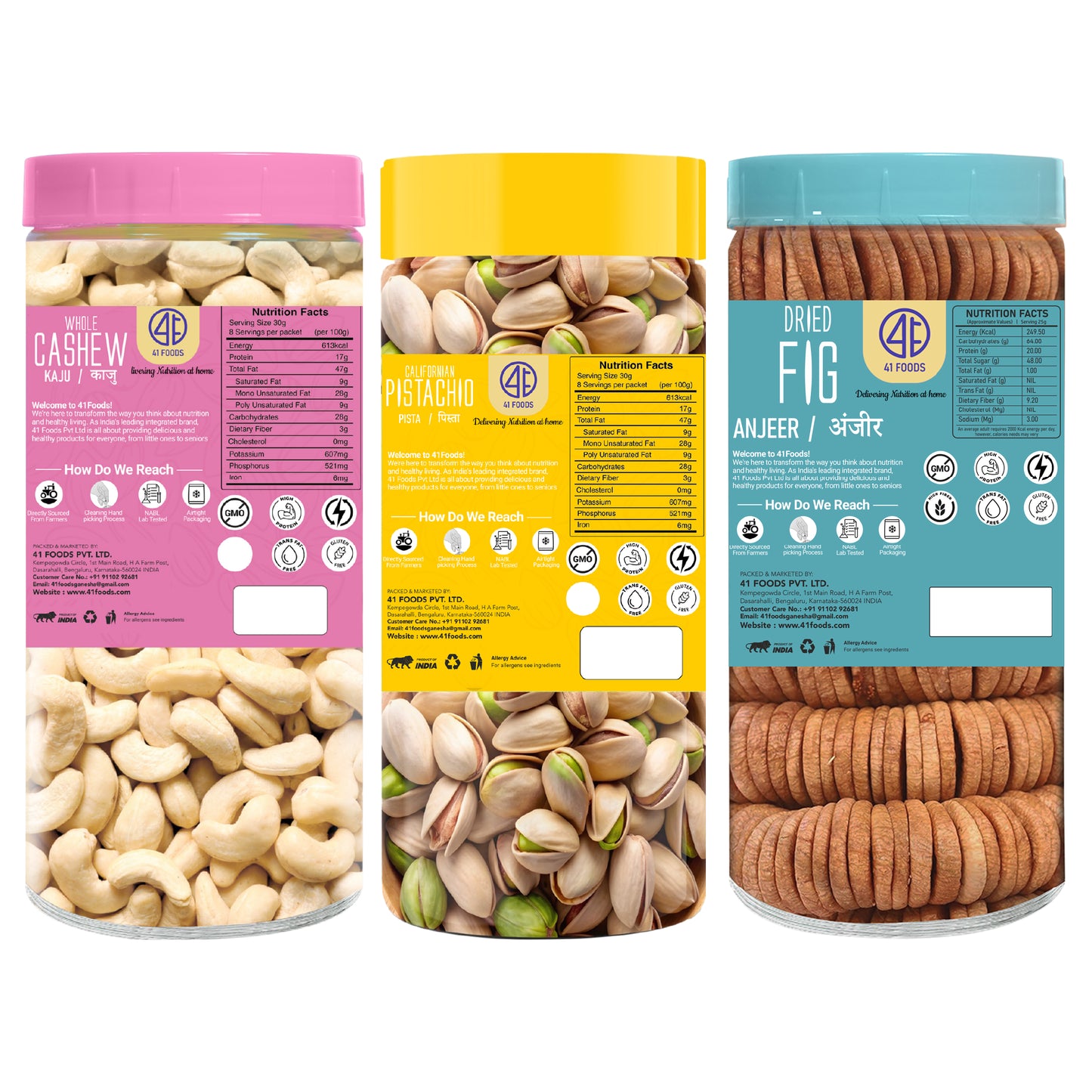 41 Foods 100 % Premium Healthy Dry Fruits Combo of Cashew, Pistachios,Fig - Combo