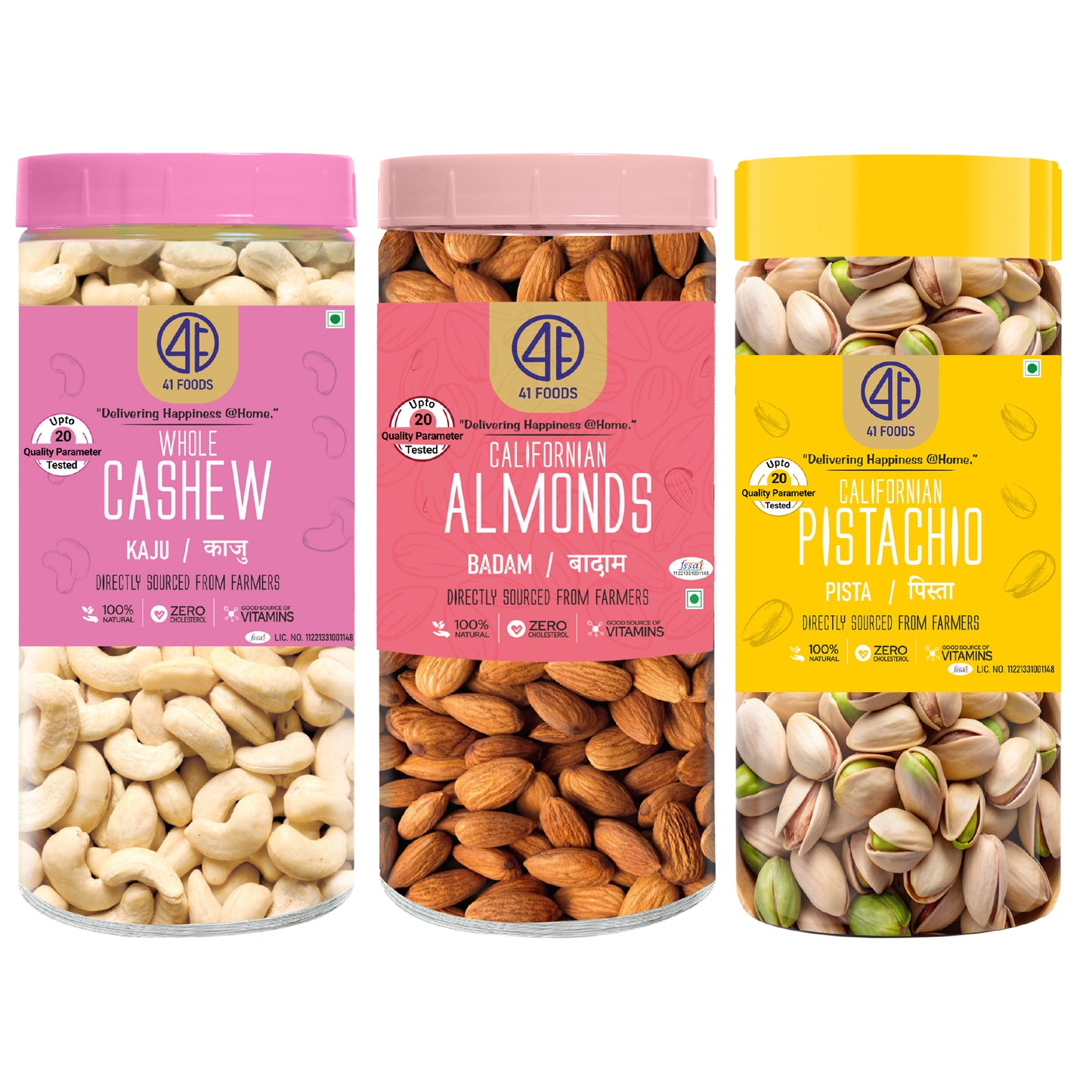 41Foods Healthy Dry Fruits Combo of Pistachios, Almond, Cashew.