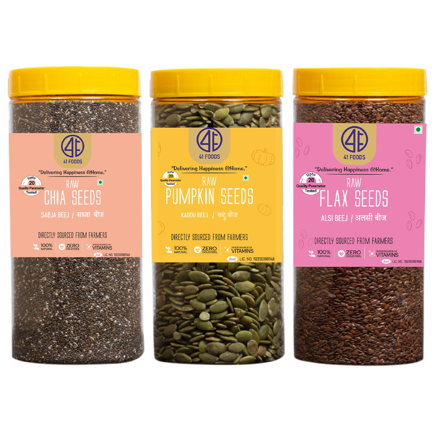 41 Foods 100% Premium Healthy Super Seeds Combo – Chia, Flax & Pumpkin Seeds | Raw, High Fiber, Plant Protein | Omega-3 Rich | Vegan, Keto & Gluten-Free Superfood for Daily Wellness.