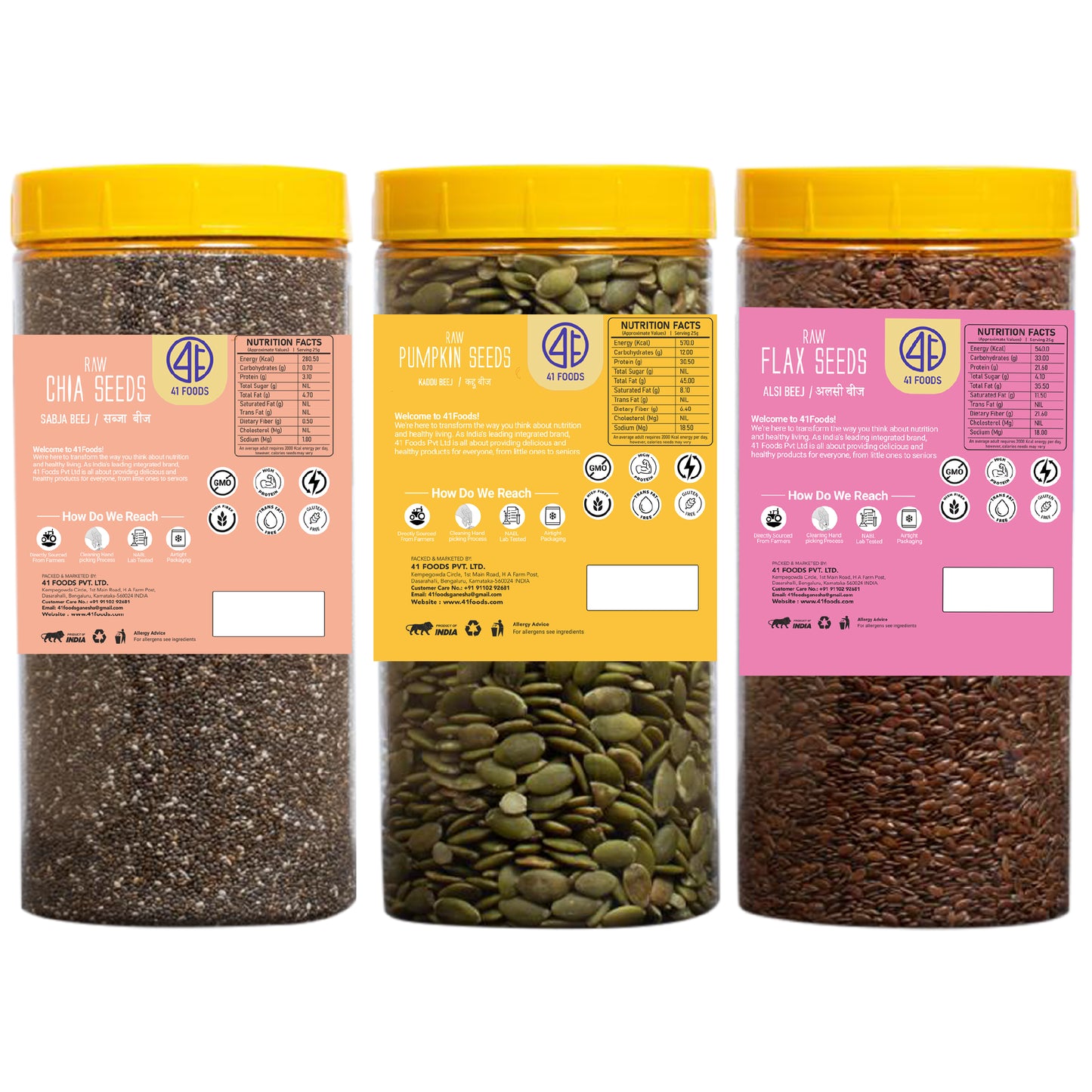 41 Foods 100% Premium Healthy Super Seeds Combo – Chia, Flax & Pumpkin Seeds | Raw, High Fiber, Plant Protein | Omega-3 Rich | Vegan, Keto & Gluten-Free Superfood for Daily Wellness.