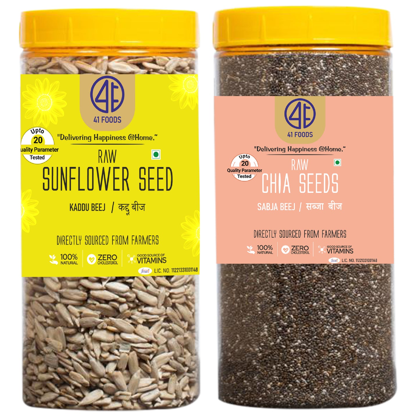 41 Foods 100% Premium Healthy Super Seeds Combo Chia Seeds & Sunflower Seeds I Combo