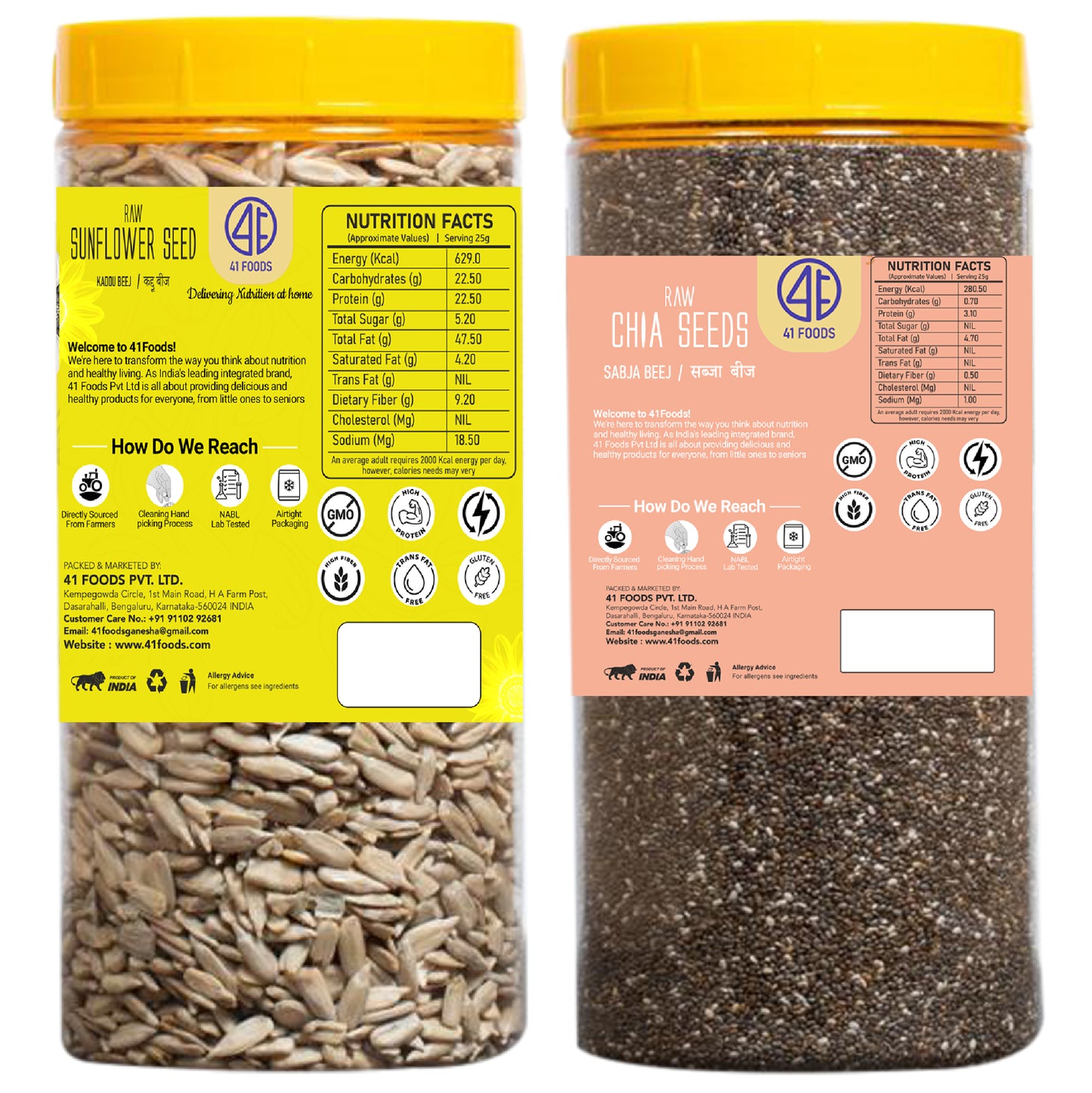 41 Foods 100% Premium Healthy Super Seeds Combo Chia Seeds & Sunflower Seeds I Combo