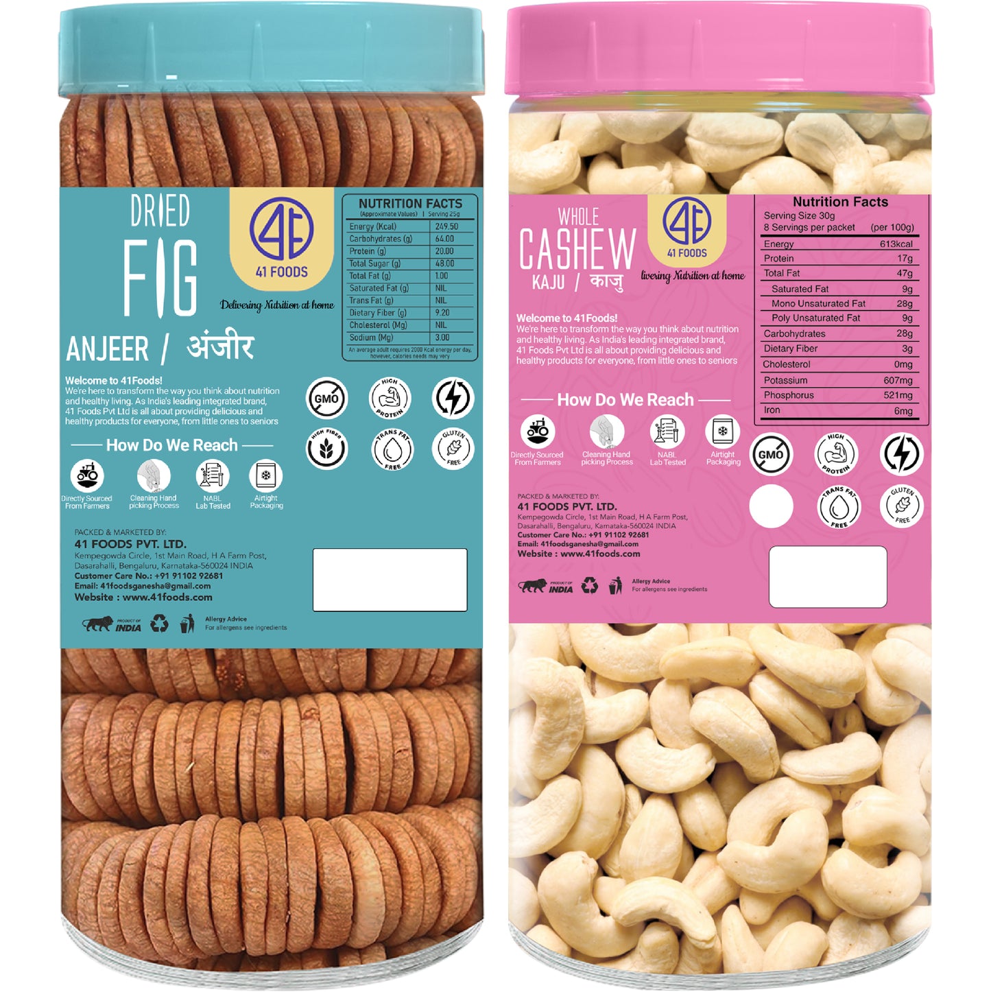 41 Foods 100 % Premium Healthy Dry Fruits Combo of Fig, Cashew - Combo