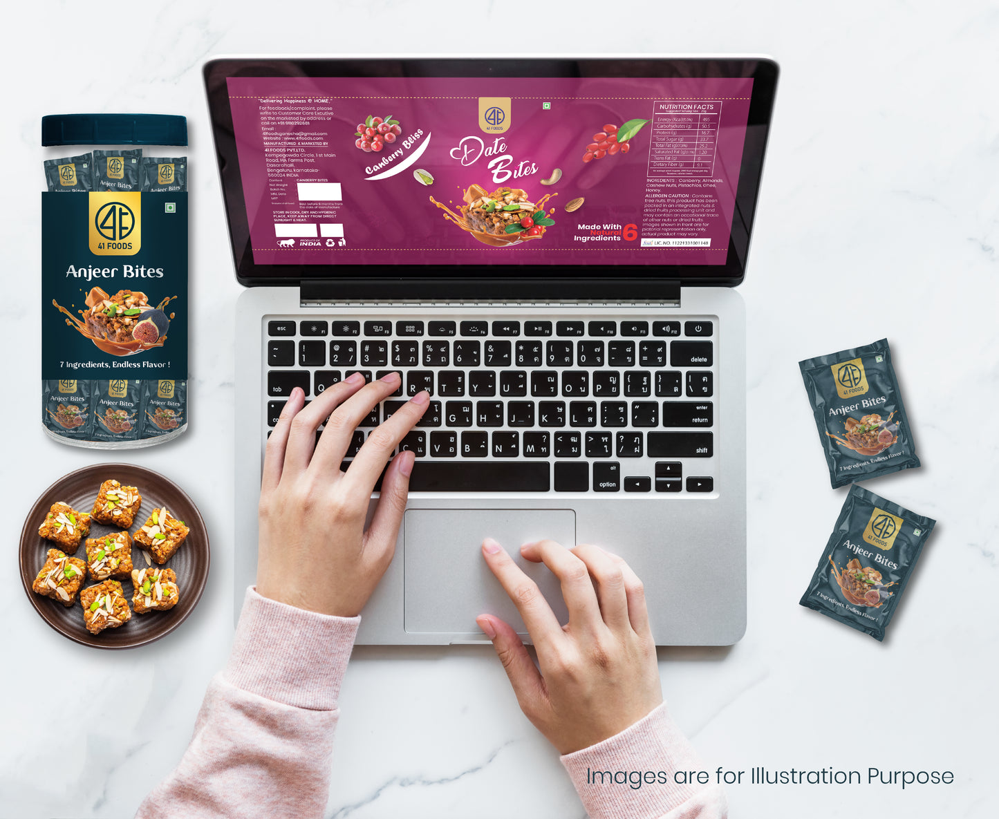 41 Foods 100% Premium Anjeer I Anjeer Bites Made with Anjeer, Pista, Cashews, Almonds, Honey and Pure Ghee I Dry Fruits & Nuts, Healthy Snacks, Sweets, Gluten Free, No Added Sugar.