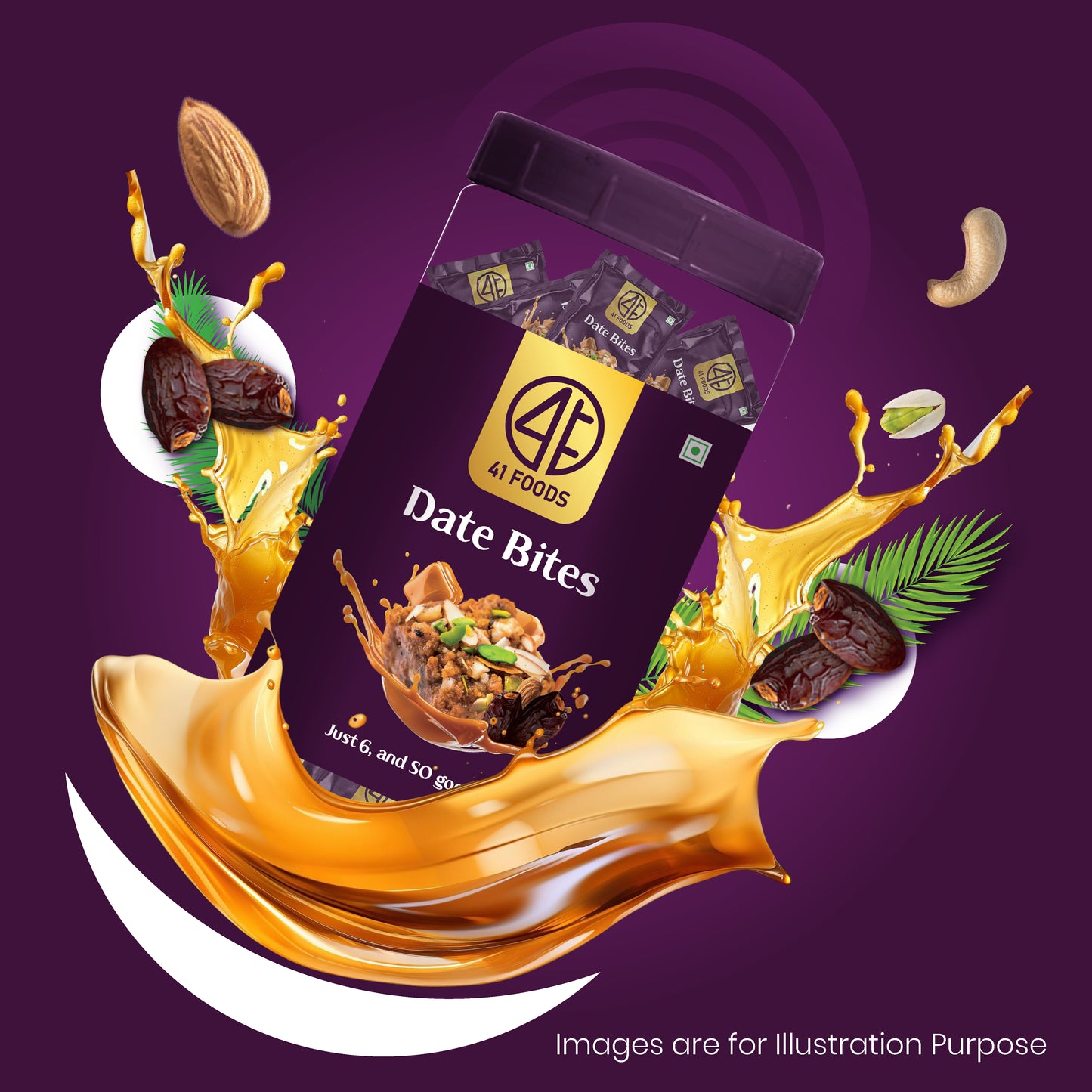 41 Foods 100% Premium Classic Date Bites I Dates Bites Made with Dates, Pista, Cashews, Almonds, Honey and Pure Ghee I Dry Fruits & Nuts, Healthy Snacks, Sweets, Gluten Free, No Added Sugar.
