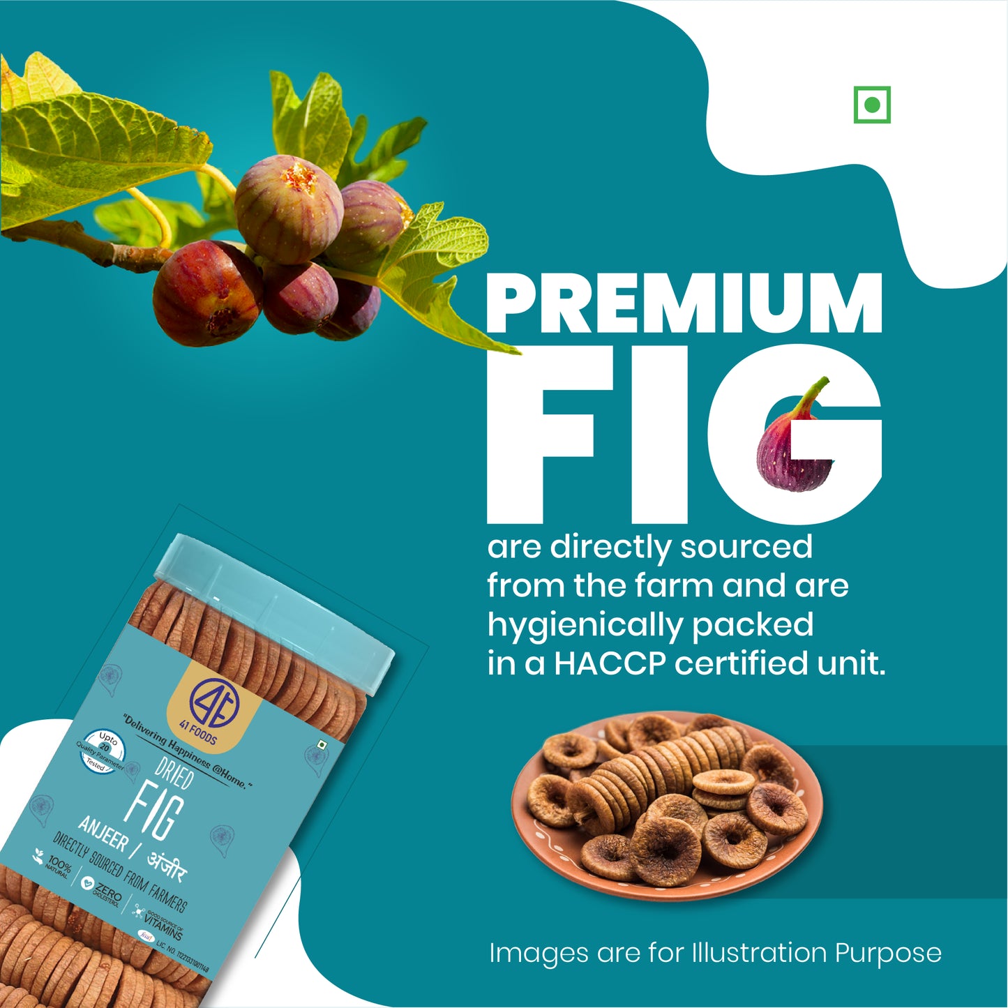 41 Foods 100% Premium Anjeer (Dried Figs), Rich in Calcium & Fibre, Source of Iron, Naturally Low-Fat Food