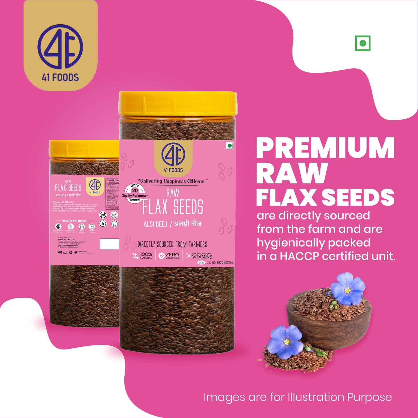 41 Foods 100% Premium Seeds I Flax Seeds | Grade Flax Seeds for eating | Immunity Booster and Fiber Rich. I Rich in Fiber & Omega -3