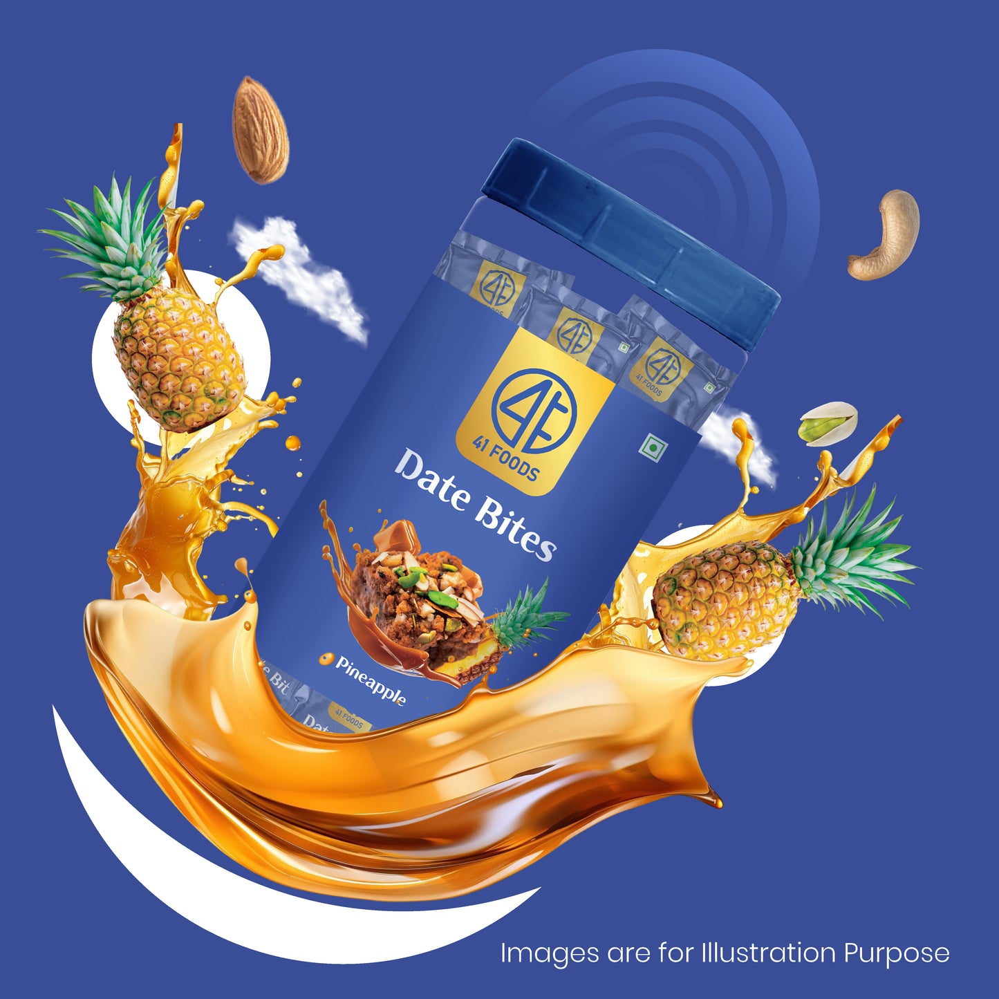 41 Foods 100% Premium Bites I Pineapple Bites Made with Pineapple, Pista, Cashews, Almonds, Honey and Pure Ghee I Dry Fruits & Nuts, Healthy Snacks Sweets,Gluten Free, No Added Sugar