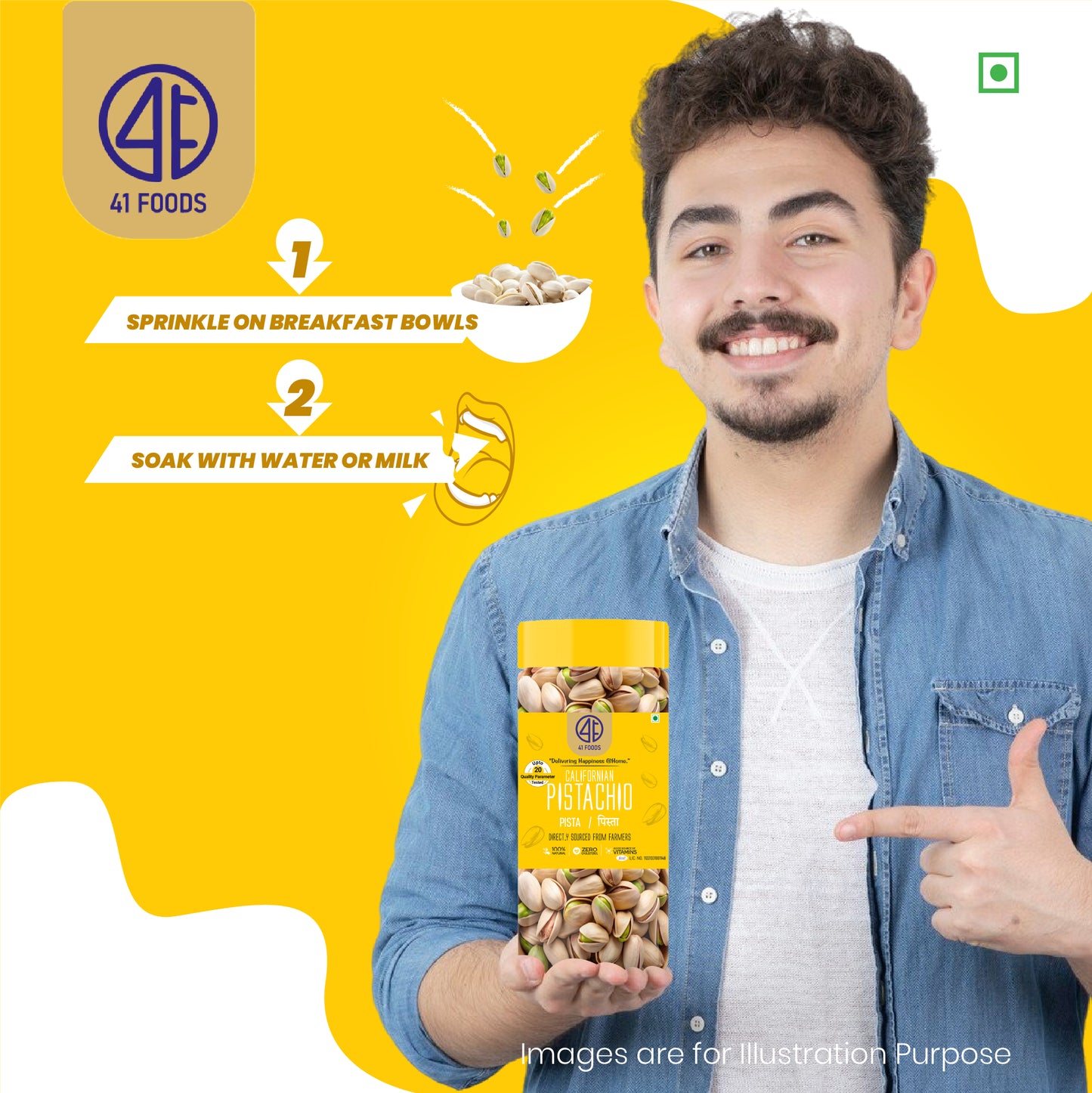 41 Foods Premium California Roasted Salted Pistachios | Pista, Dry Fruits, Pistachios, Nutritious & Crunchier Pista Nuts, Tasty & Healthy Snacks