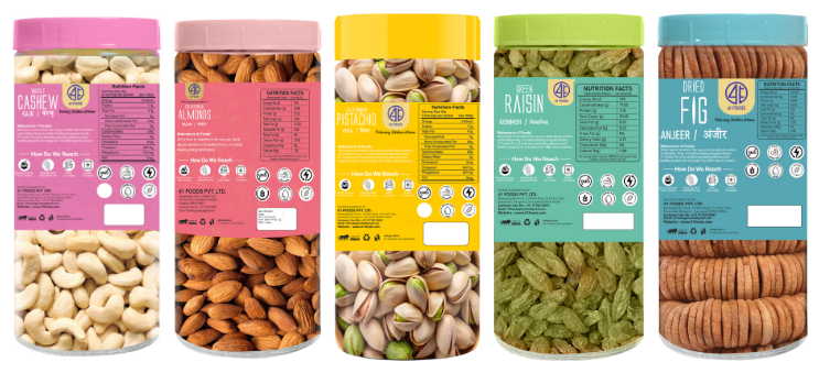 41Foods 100 % Premium Healthy Dry Fruits Combo of Pistachios, Almond, Cashew, Raisins, Fig - Combo