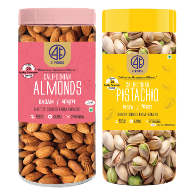 41 Foods 100 % Premium Healthy Dry Fruits Combo of Almond, Pistachio - Combo