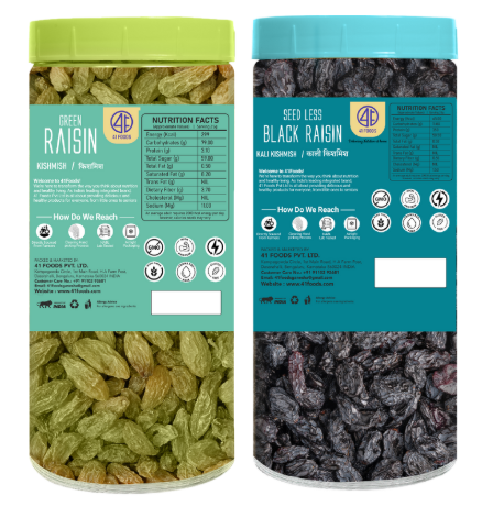 41Foods Healthy Dry Fruits Combo of Raisins & Black Raisins.