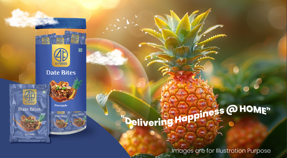 41 Foods 100% Premium Bites I Pineapple Bites Made with Pineapple, Pista, Cashews, Almonds, Honey and Pure Ghee I Dry Fruits & Nuts, Healthy Snacks Sweets,Gluten Free, No Added Sugar