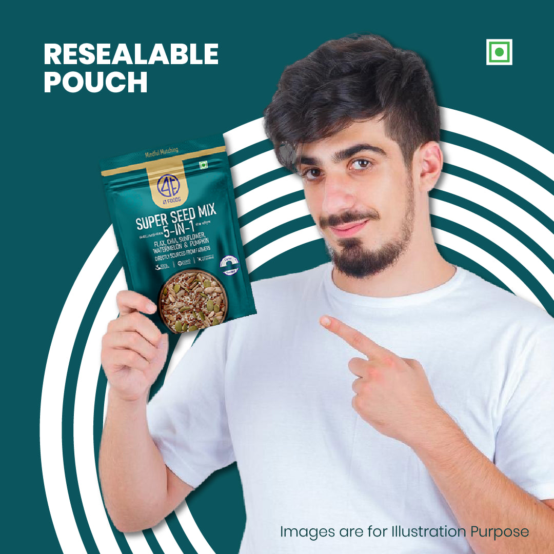 41 Foods 100 % Premium Healthy Dry Seeds I Seed Mix 5 in 1 I 100% Natural 5 in 1 - Edible Seeds | Healthy | Diet Snacks | 100% Natural and Roasted - Pumpkin, Watermelon, Sunflower, Flax, Chia - all 5 in 1