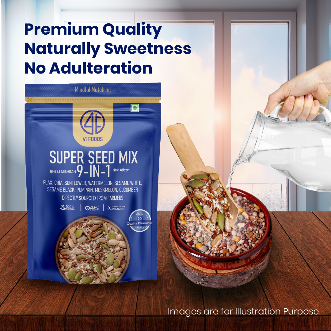 41Foods Healthy Seed Mix 9 in - (Mix of Pumpkin, Watermelon, Flax, Chia, Sunflower, Muskmelon, Cucumber, Sesame White, Sesame Black. (Copy)