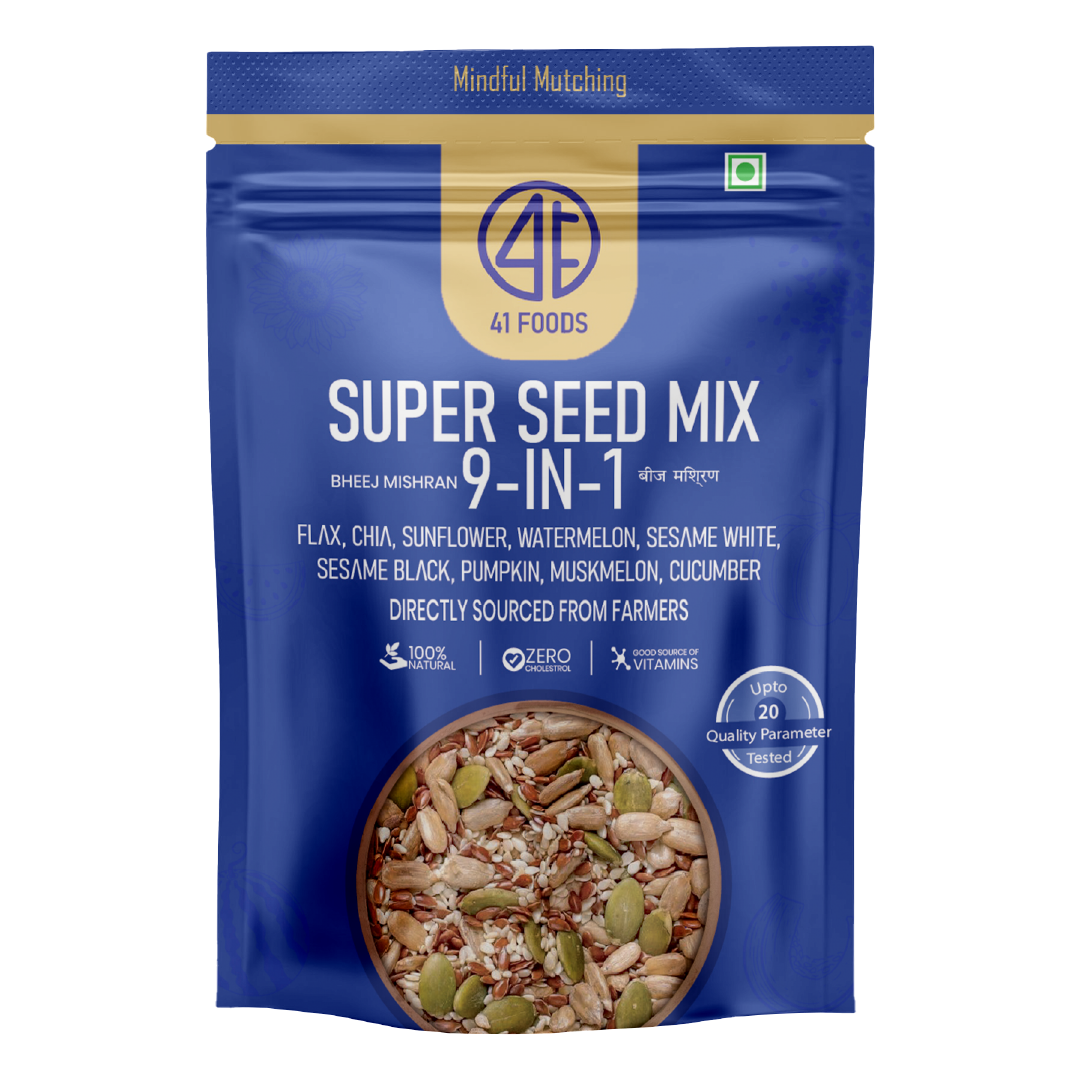 41Foods Healthy Seed Mix 9 in - (Mix of Pumpkin, Watermelon, Flax, Chia, Sunflower, Muskmelon, Cucumber, Sesame White, Sesame Black. (Copy)