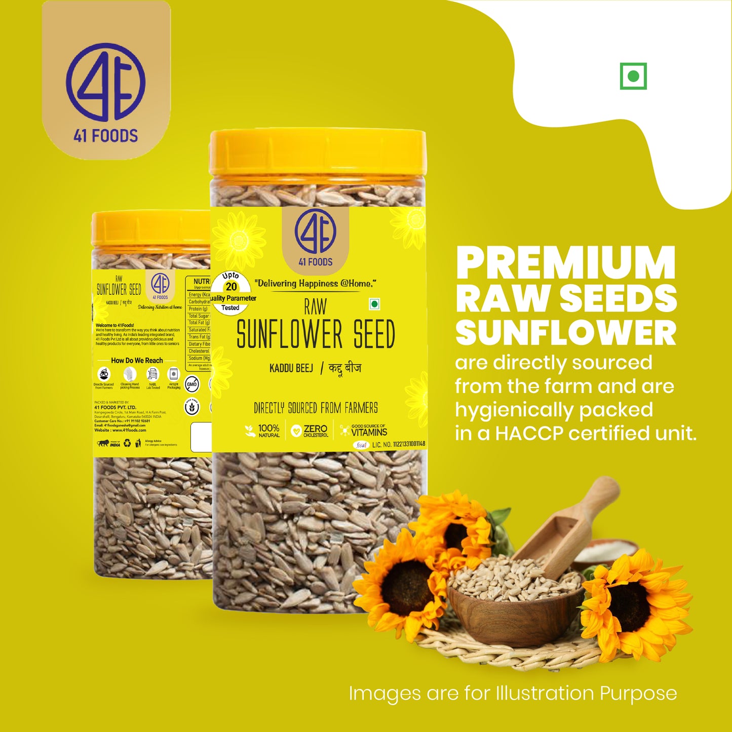 Sunflower Seeds I 41Foods Sunflower Seeds I Sunflower Seeds for Eating | Diet Food | Healthy Snack | Raw seeds | Weight management | Source of Antioxidants Pack