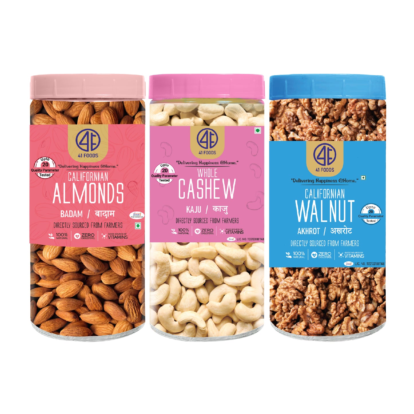 41Foods Healthy Dry Fruits Combo of Almond, Cashew, Walnut.