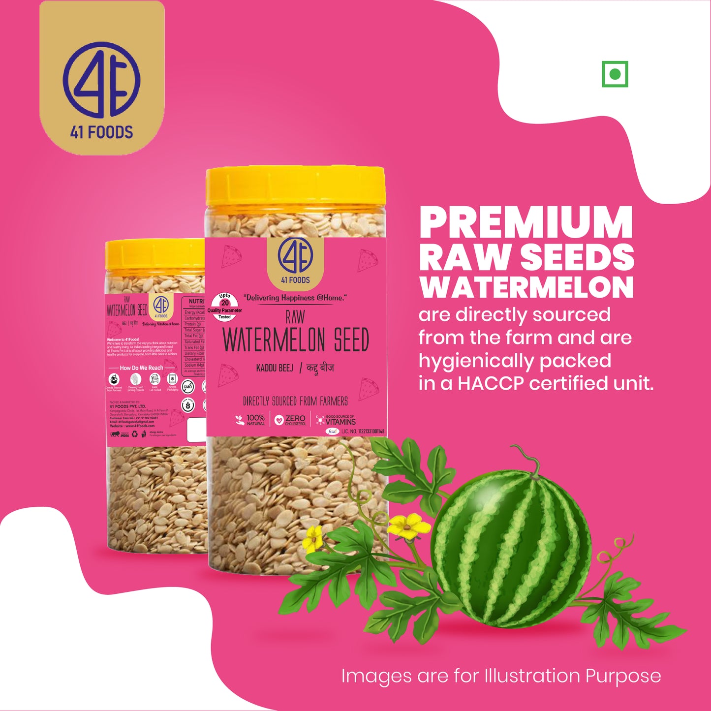 Watermelon Seeds - 41Foods - Watermelon Seeds I Watermelon Seeds for Eating | Magaj Seeds I Tarbuj Beej | Rich in Protein | Potassium | Magnesium & Iron