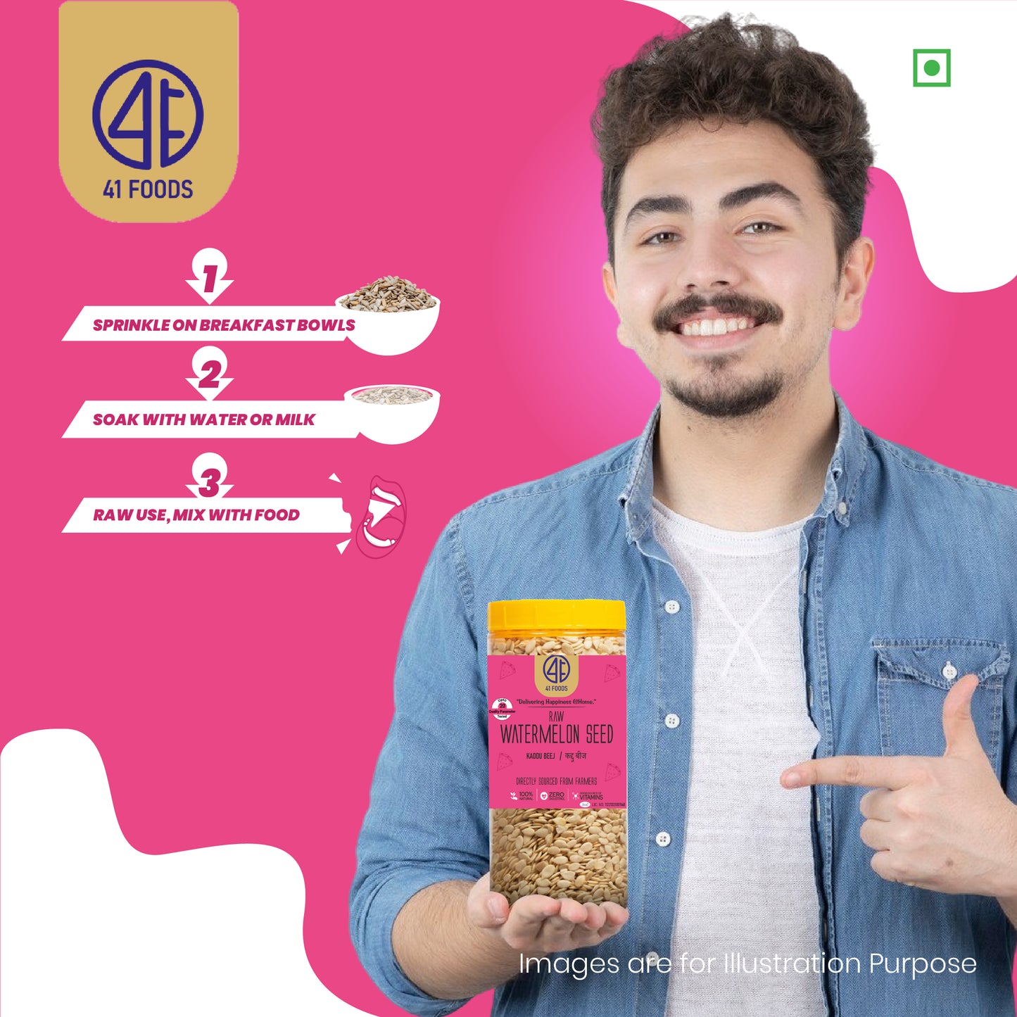 Watermelon Seeds - 41Foods - Watermelon Seeds I Watermelon Seeds for Eating | Magaj Seeds I Tarbuj Beej | Rich in Protein | Potassium | Magnesium & Iron