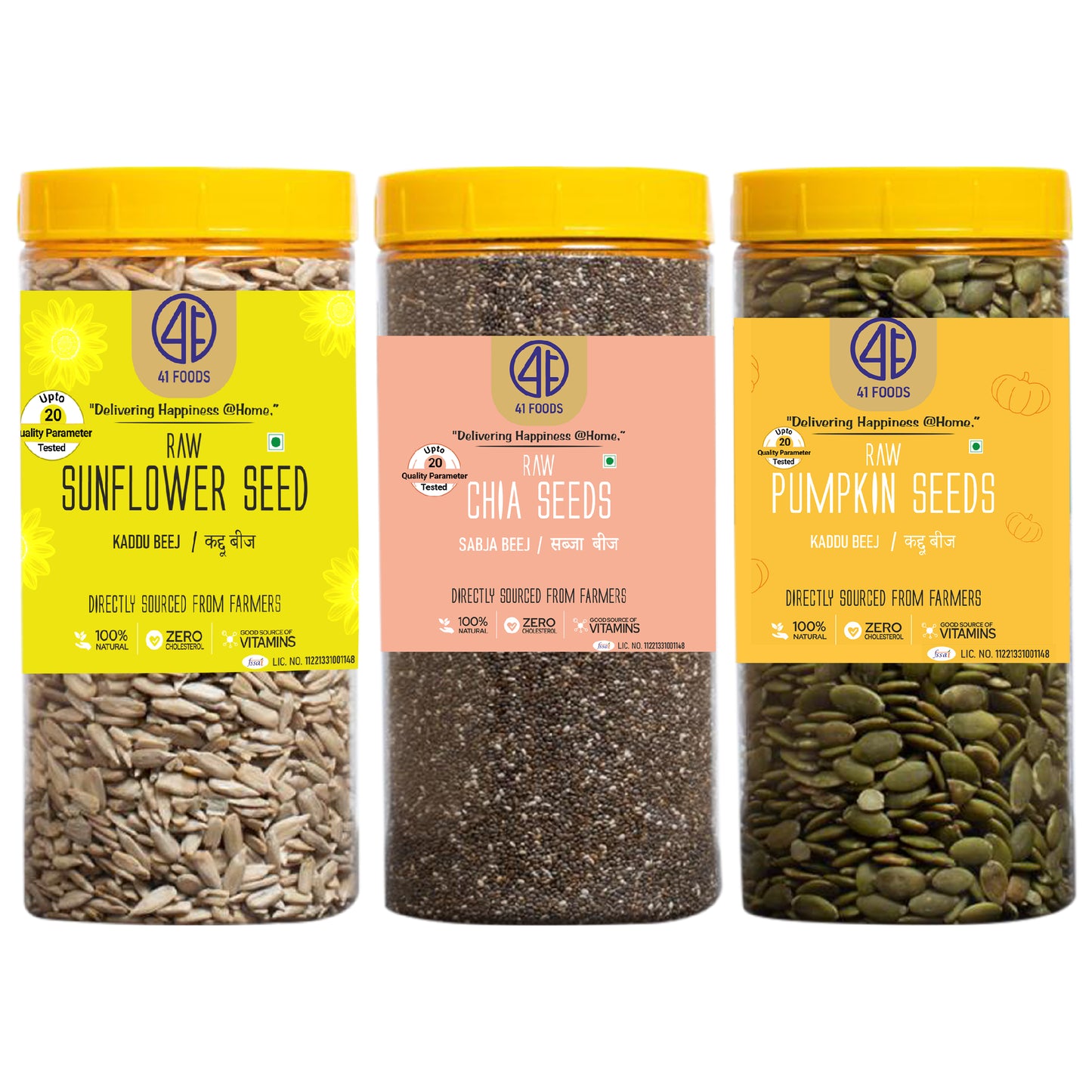 41Foods Healthy Seed Mix I Eats Raw Pumpkin, Sunflower, Chia Seeds | Raw Edible Seeds Combo | All Premium