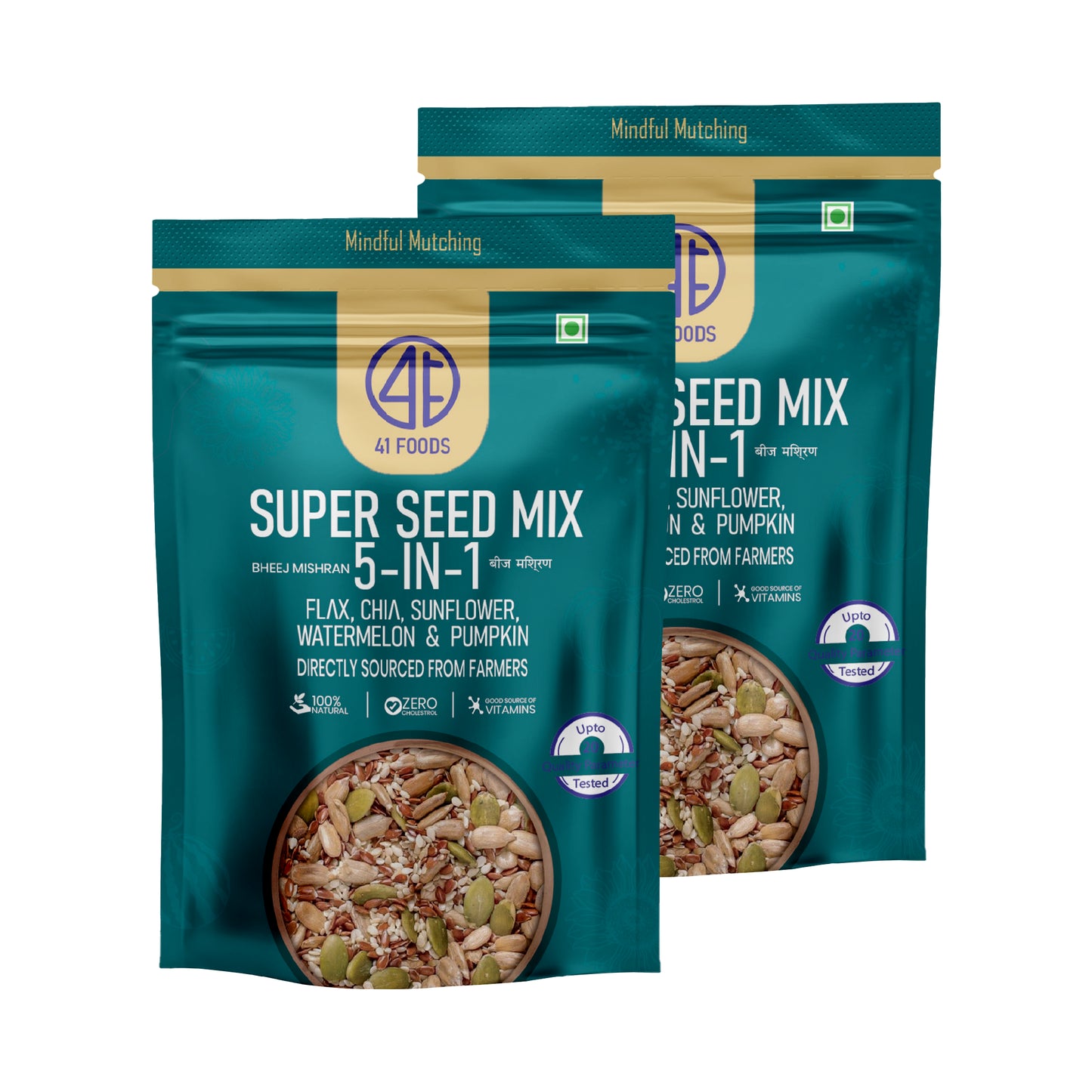 41Foods - Your Seeds Mix for Eating | 5 Super Seeds in 1 Mix -Twin -Combo | Edible Trail Mix, Mixed Seeds, Chia - Pumpkin - Watermelon - Flax - Sunflower - High Protein - Healthy Snacks For Mixing (Copy)