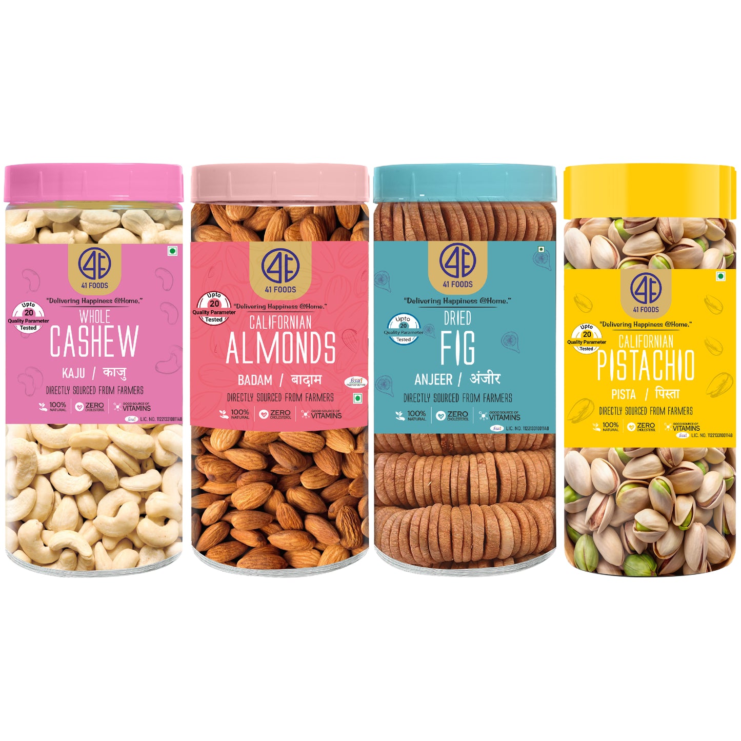 41Foods Healthy Dry Fruits Combo of Pistachios, Almond, Cashew, Fig - Combo