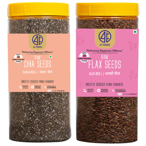 Premium Flax Seeds &amp; Chia Seeds Combo High Omega-3, Fiber &amp;amp; Protein
