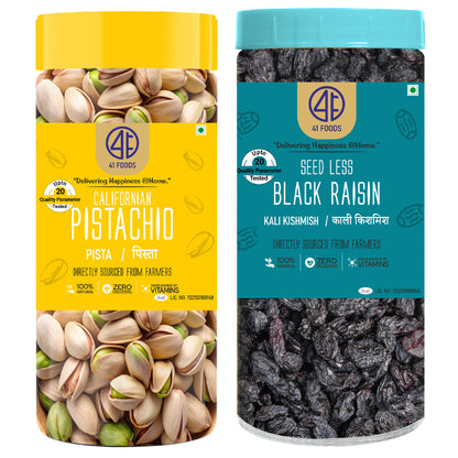41 Foods 100 % Premium Healthy Dry Fruits  Combo of  Pista , Black Raisin- Combo