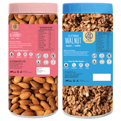41Foods Healthy Dry Fruits Combo of  Almond, Walnut.