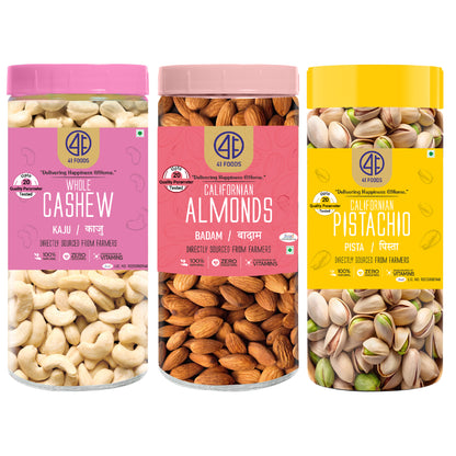 41Foods Healthy Dry Fruits  Combo of Pistachios, Almond, Cashew.
