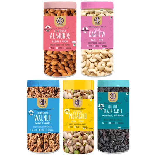 41 Foods 100 % Premium Healthy Dry Fruits  Combo of Cashew, Almond,  Walnut, Pistachio, Black Raisins - Combo