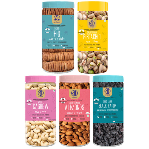 Combo of Cashew, Almond, Fig, Pistachio, Black Raisins - Combo