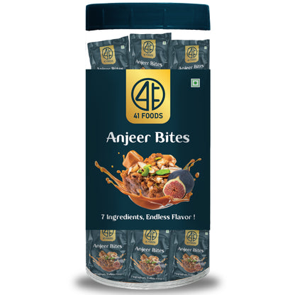 41 Foods 100% Premium Anjeer  I Anjeer Bites Made with Anjeer, Pista, Cashews, Almonds, Honey and Pure Ghee I Dry Fruits &amp; Nuts, Healthy Snacks, Sweets, Gluten Free, No Added Sugar.