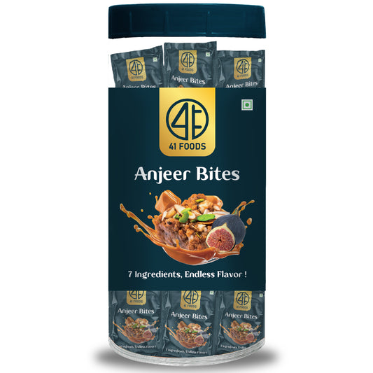 41 Foods 100% Premium Anjeer  I Anjeer Bites Made with Anjeer, Pista, Cashews, Almonds, Honey and Pure Ghee I Dry Fruits &amp; Nuts, Healthy Snacks, Sweets, Gluten Free, No Added Sugar.