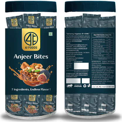 41 Foods 100% Premium Anjeer  I Anjeer Bites Made with Anjeer, Pista, Cashews, Almonds, Honey and Pure Ghee I Dry Fruits &amp; Nuts, Healthy Snacks, Sweets, Gluten Free, No Added Sugar.