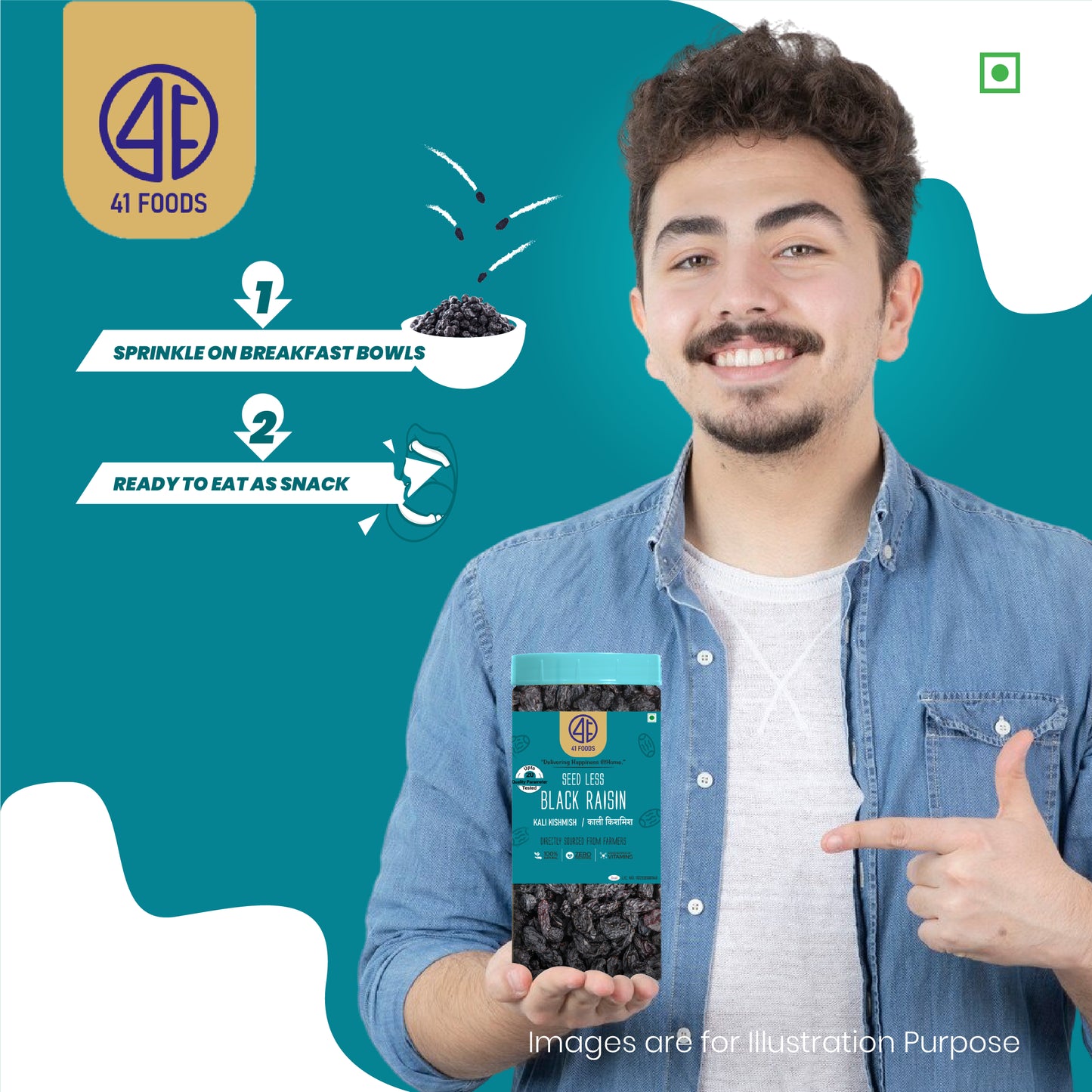 41 Foods 100% Premium Organic Black Raisins Seedless | Dried Kishmish Without Seeds | Dry Grapes | Kali Darakh