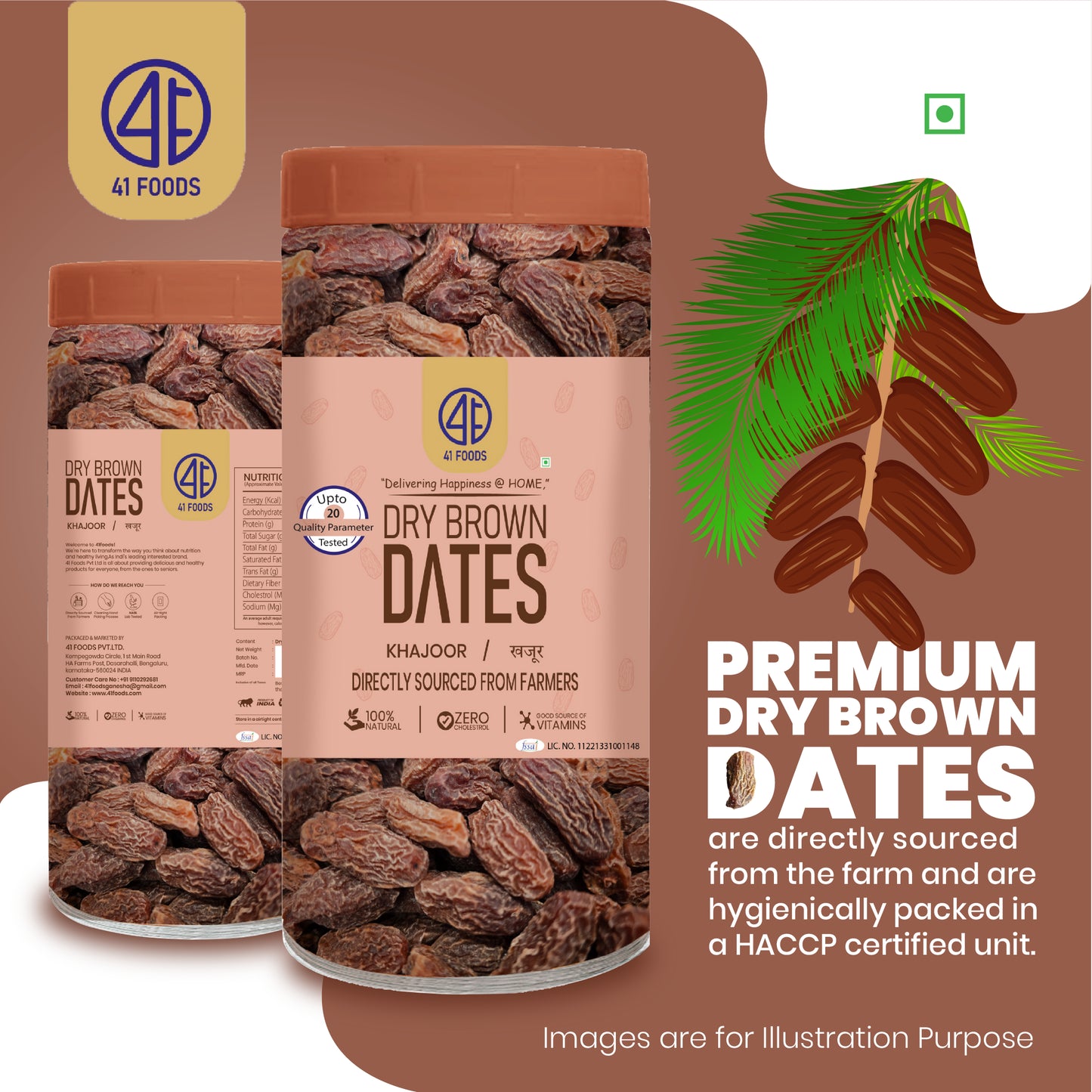 41 Foods 100% Premium  Organic Brown Dry Dates | Sukha Khajoor | Kala Chuara | Kharik | Fresh, Pure & Natural Dry Fruit.