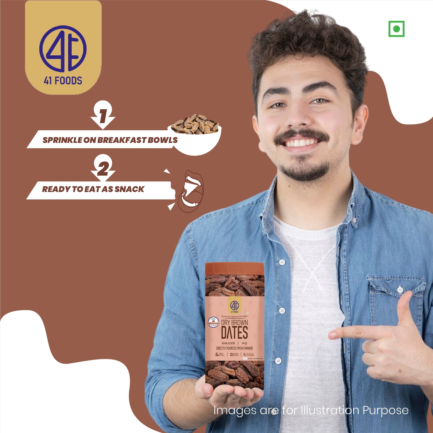 41 Foods 100% Premium  Organic Brown Dry Dates | Sukha Khajoor | Kala Chuara | Kharik | Fresh, Pure & Natural Dry Fruit.