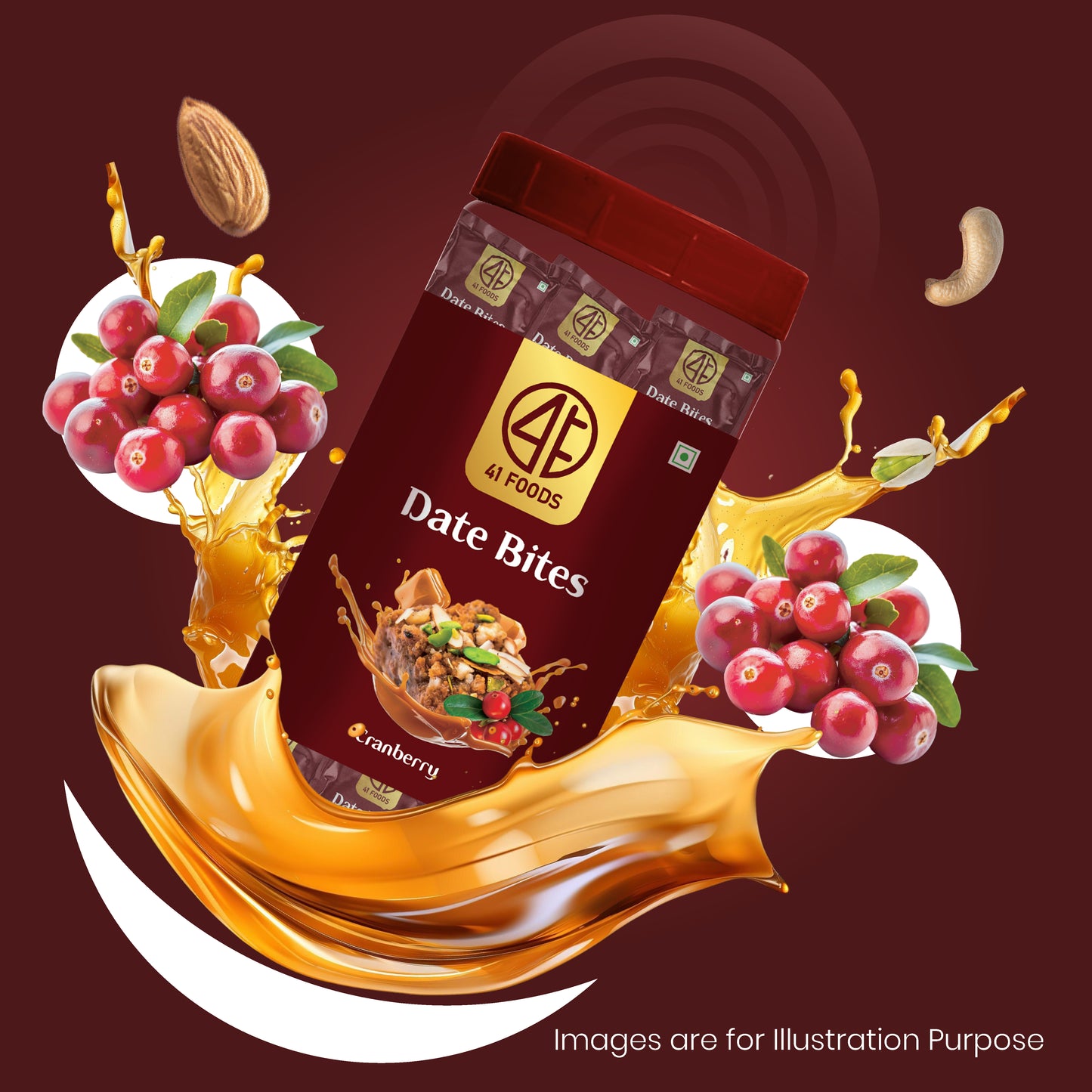 41 Foods 100 % Premium Bites  I  Cranberry Bites Made with Cranberry, Pista, Cashews, Almonds, and Pure Ghee & Honey I Dry Fruits, Nuts, Healthy Snacks Sweets, Gluten Free, No Added Sugar.
