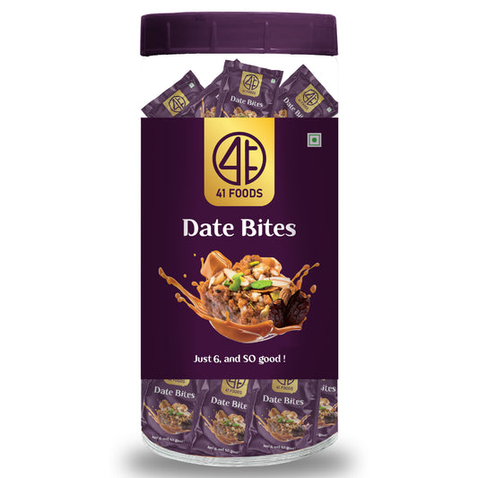 41 Foods 100% Premium Classic Date Bites I Dates Bites Made with Dates, Pista, Cashews, Almonds, Honey and Pure Ghee I Dry Fruits &amp; Nuts, Healthy Snacks, Sweets, Gluten Free, No Added Sugar.